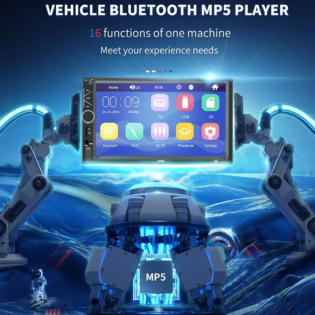 Swm-a6 7 дюймов Hd Bt Mp5 U диск мобильный телефон подключение Mp3 Fm Многоязычная Масштабируемая память для Android/Ios# N