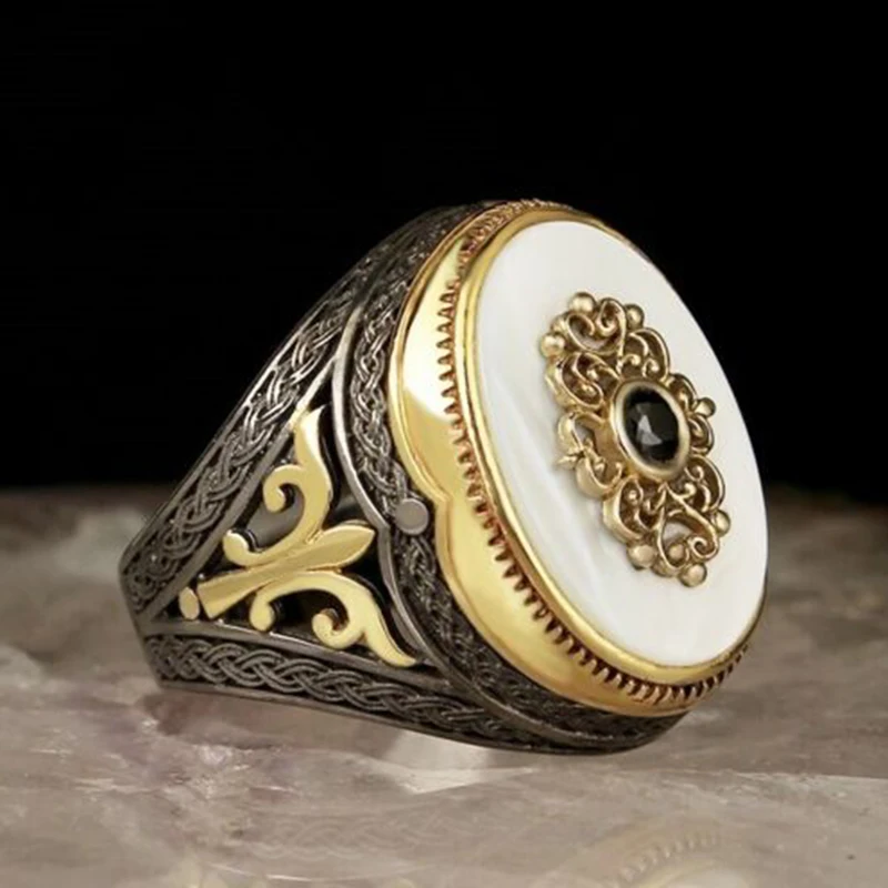 Винтажное металлическое античное серебряное мужское кольцо для чемпионата, готическое панк Золотое кольцо с узором в стиле стимпанк, ювелирное изделие в стиле хип-хоп Z4M401