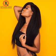 Кудрявые прямые волосы на заколках, Пряди человеческих волос для наращивания Волосы remy человеческие волосы натуральный черный 7 шт. 120 г/компл. Rosa queen