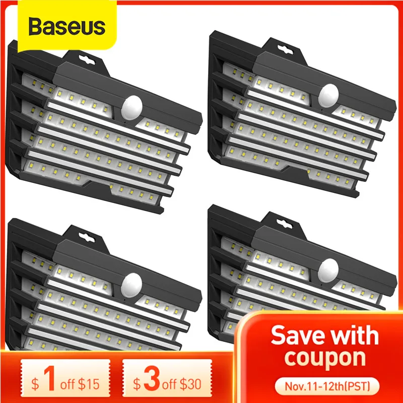 Светодиодный светильник на солнечной батарее Baseus уличный настенный с датчиком