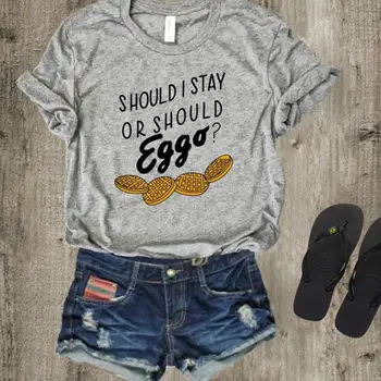 

Should I Stay Or Should Eggo Stranger Things Inspired Funny Tshirt Unisex Summer Short Sleeved Cotton Tops Women Tumblr T shirt
