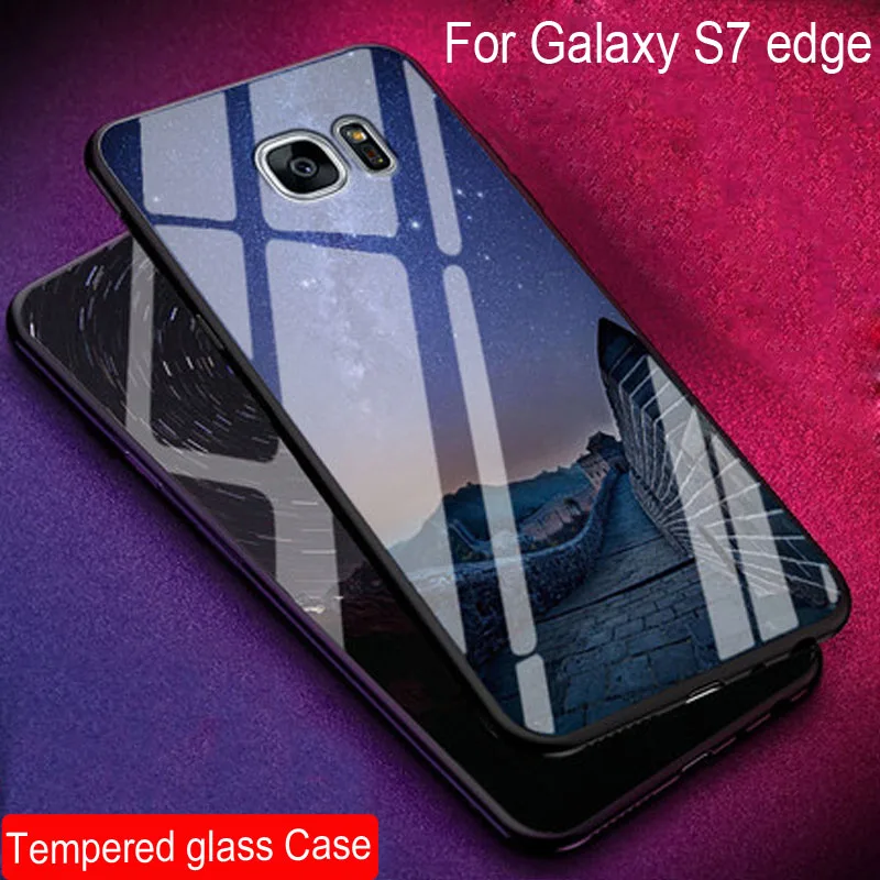 Чехол для samsung Galaxy S7 Edge из закаленного стекла с рисунком из мягкого силикона с узором Чехлы для samsung Galaxy S 7 Edge задняя крышка