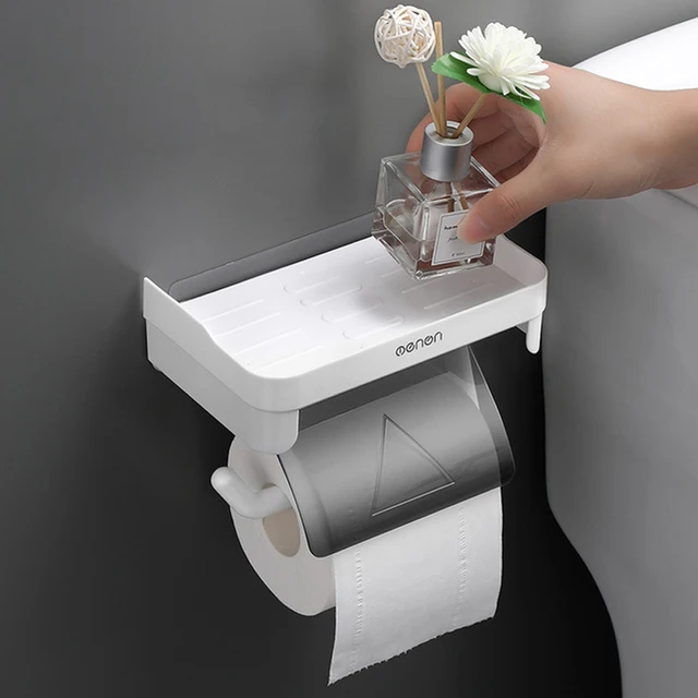 Supporto per carta igienica per montaggio a parete accessori per tessuti da bagno supporti per Rack accessori per rotolo di carta da cucina autoadesivi Punch Free 4