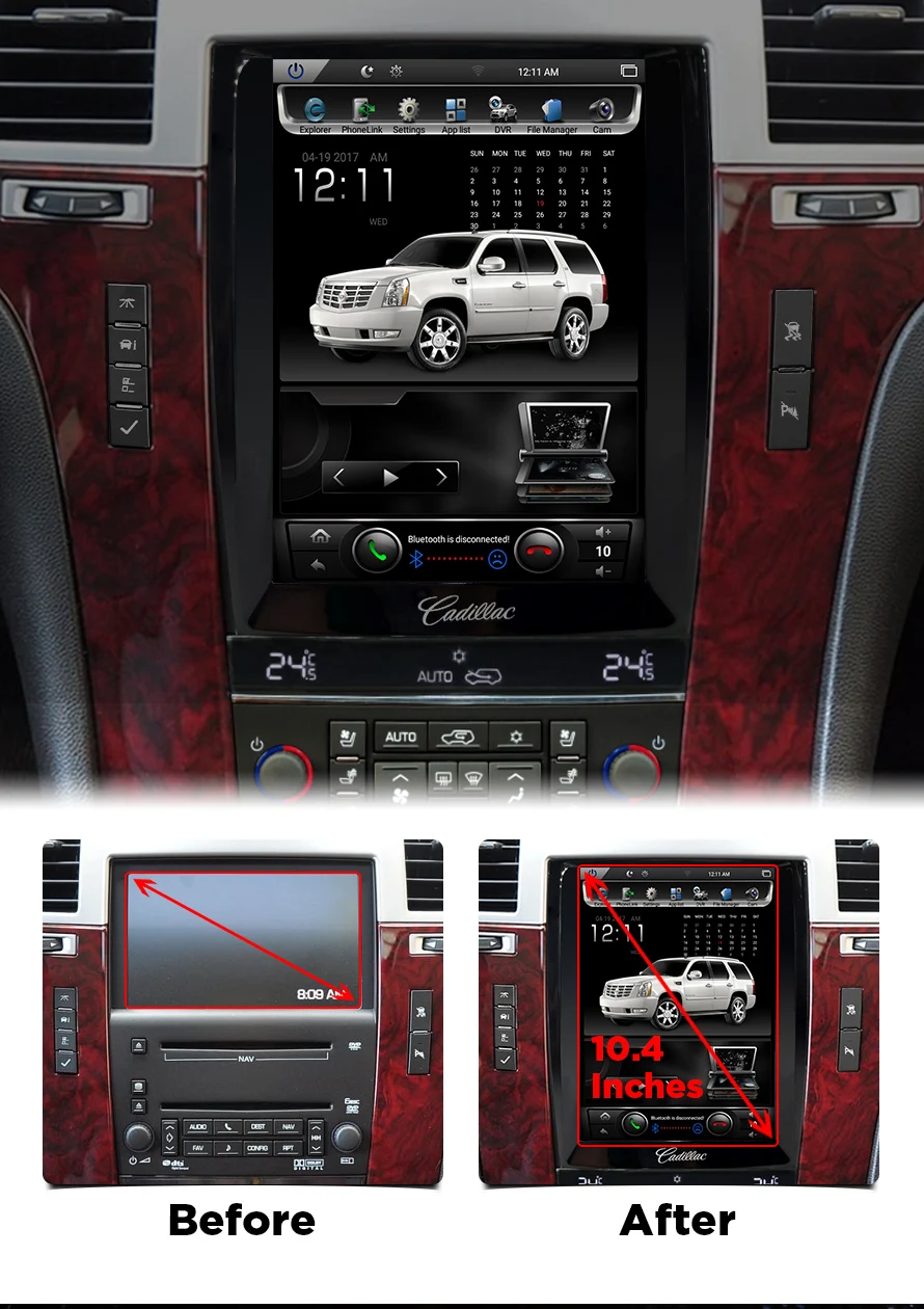Best Vertical Screen 10.4" Quad Core Tesla 1024*768 Android Car DVD GPS Navigation Radio Audio Player for Cadillac Escalade RAM 2GB 1