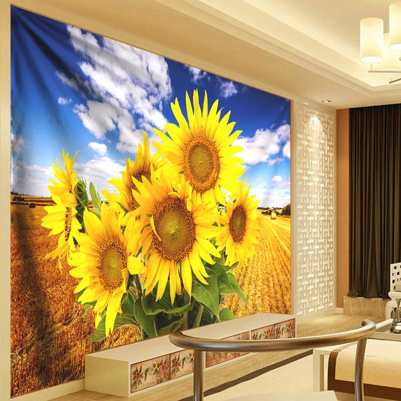 

Sunflower Wall Decorative Tapestry Large Mandala Tapestry Wall Hanging Floral Bohemian Polyester Cloth Thin Curtain Fabric 300cm