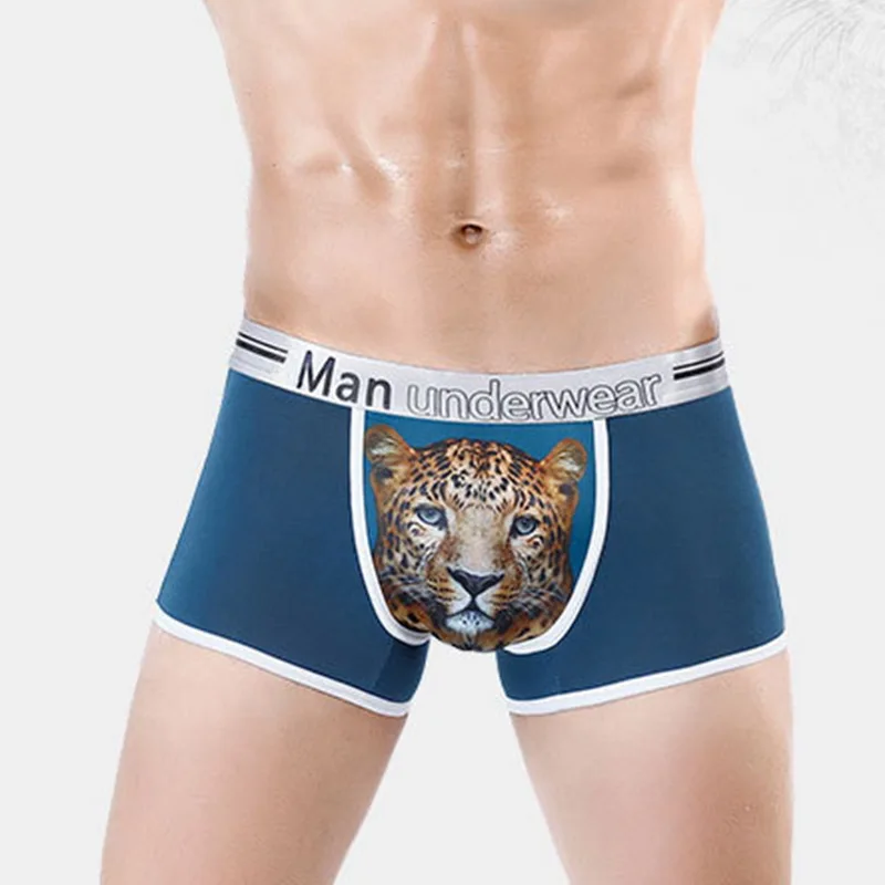 Модное мужское нижнее белье с 3D принтом в виде тигра, боксеры Cueca Masculina, сексуальное качественное нижнее белье, дышащие мягкие боксеры
