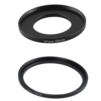 

2 Pcs Step Up Ring Filter Adapter for Camera, 37Mm-58Mm & 58Mm-62Mm