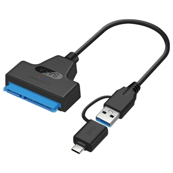 

2-In-1 USB Type-C USB 3.0 to SATA 7+15 Pin Adapter Cable for 2.5 Inch HDD SSD