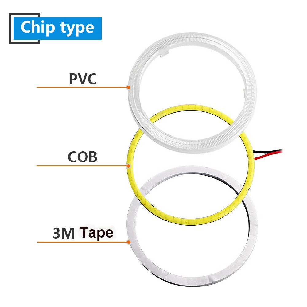 2 шт. светодиодный COB Halo Кольцо 60 мм 70 мм 80 мм 90 мм 100 мм 110 мм 120 мм ангельские глазки светодиодный фонарь с крышкой лампы Противотуманные фары
