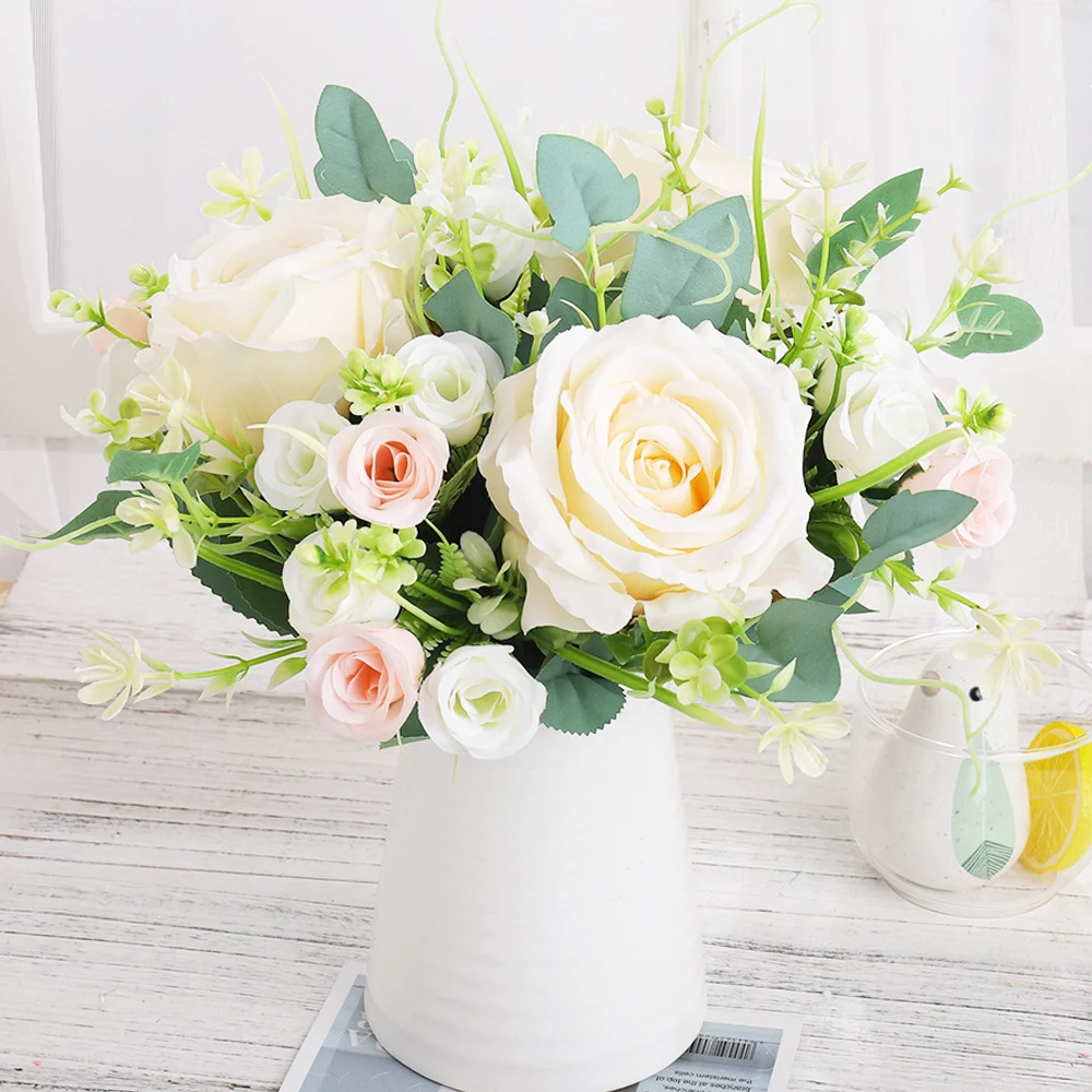 Nordic Artificial Silk Flowers Beautiful Bouquet High Quality Big Roses for Home Wedding Table Decor Fake Flower Valentine Gifts