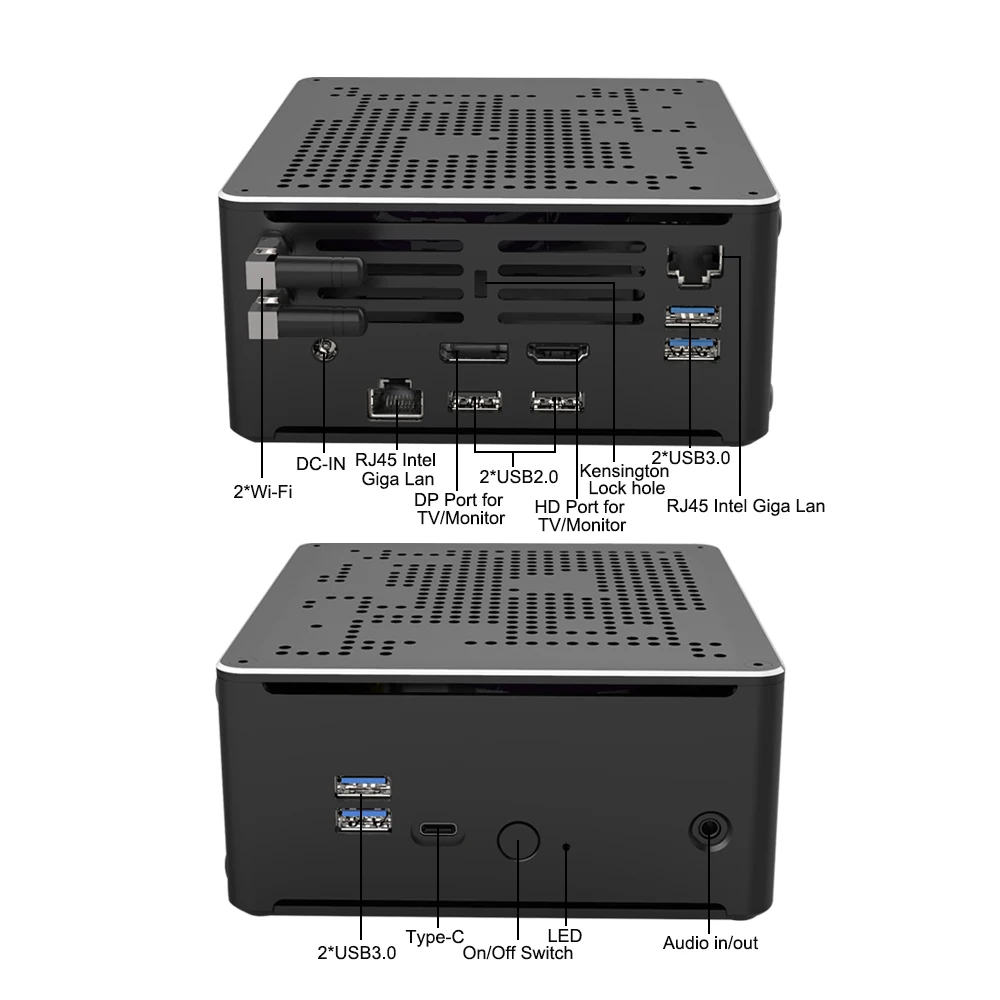 Gaming Desktop Computer Core i9 10980HK Xeon W-10885M E-2276M Mini Server PC 2*DDR4 2*NVME Dual Lan Office Design Computer