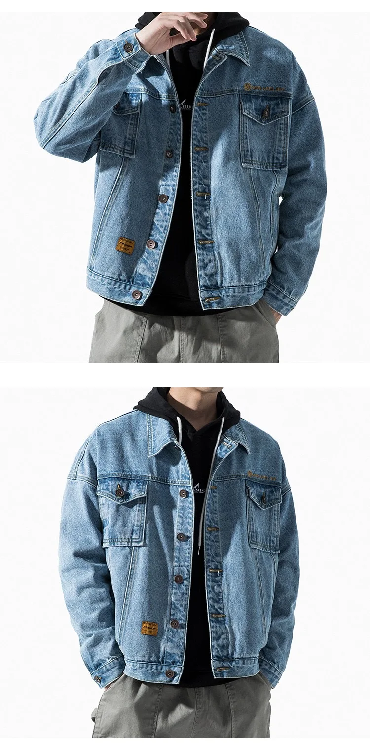 Men's denim jacket spring and autumn Korean style loose large size casual trend all-match