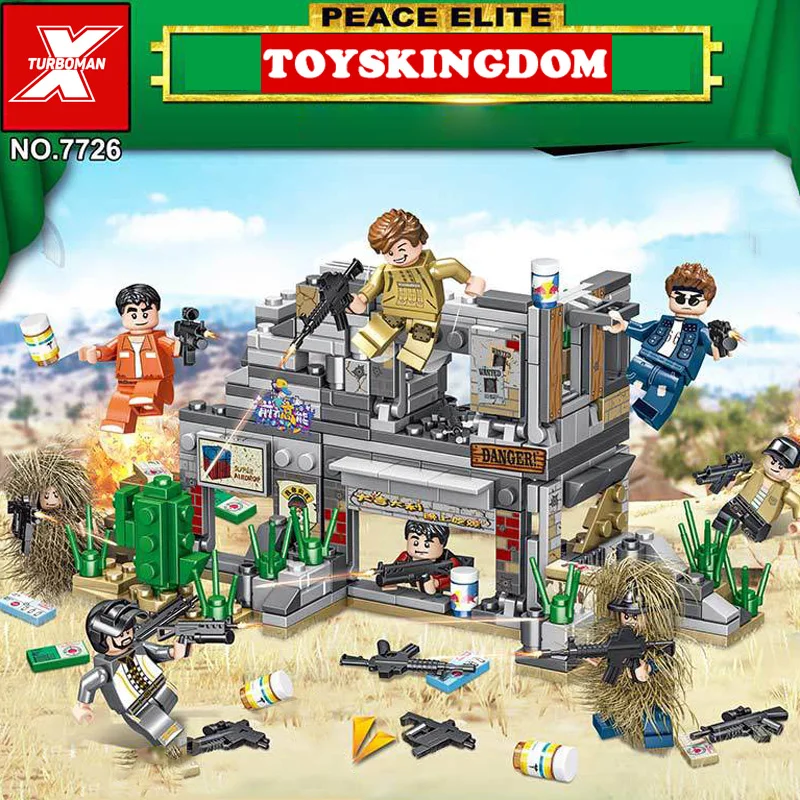 

Military Game PUBG Battle Desert area scenes 6in1 batisbricks building block army Ghillie suit figures Parachute bricks toys