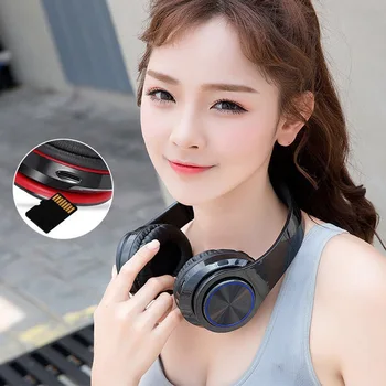 

Wireless LED Light Bluetooth 4.2 Headphone Heavy Bass Headset for Phone Calling Music Office Household Internet Bar Use