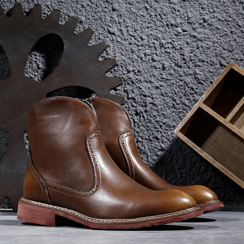 

2020 Spring And Autumn Men's Boot New Style Korean-style Trend Pointed Short Boots Low-Top Men's Elevator Martin Boots MEN'S SHO