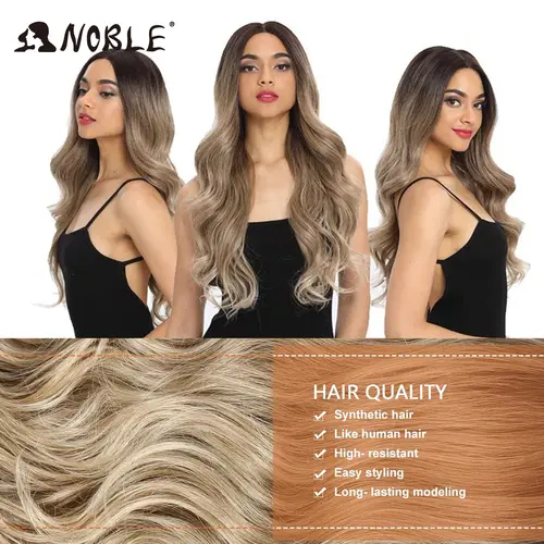 Noble Cosplay Lace Front Wig 30 Inch Lace  Long Wavy 360 0mbre Blonde Wig Red African American Synthetic Wigs For Black Women - Image 5