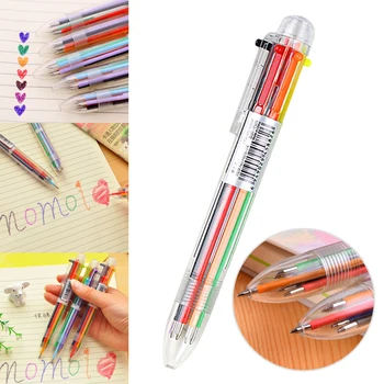 

Novelty Multicolor Ballpoint Pen Stationery Press 6 Color Oil Pen for Office School Students UY8