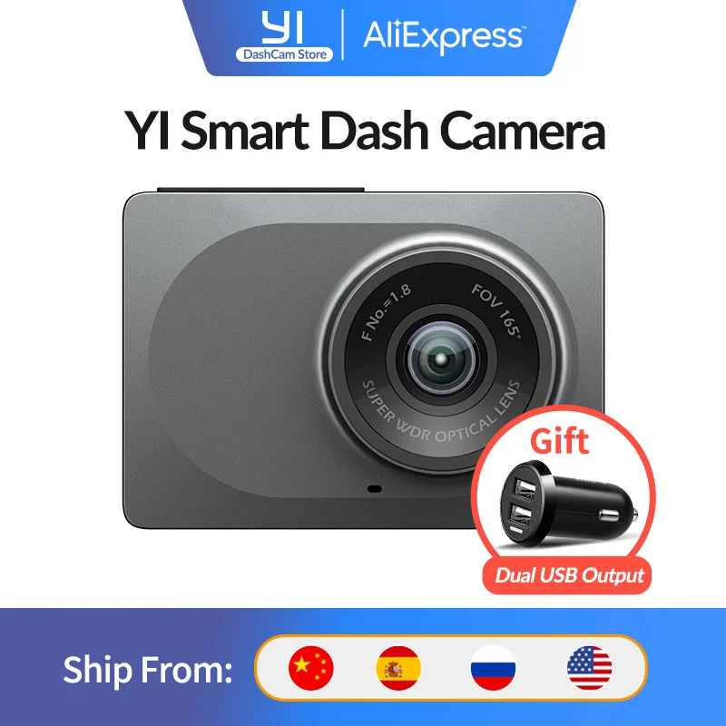 YI Smart Камера с 16G 2 7 &quotЭкран Full HD 1080P 165 градусов широкоугольный автомобиль камера