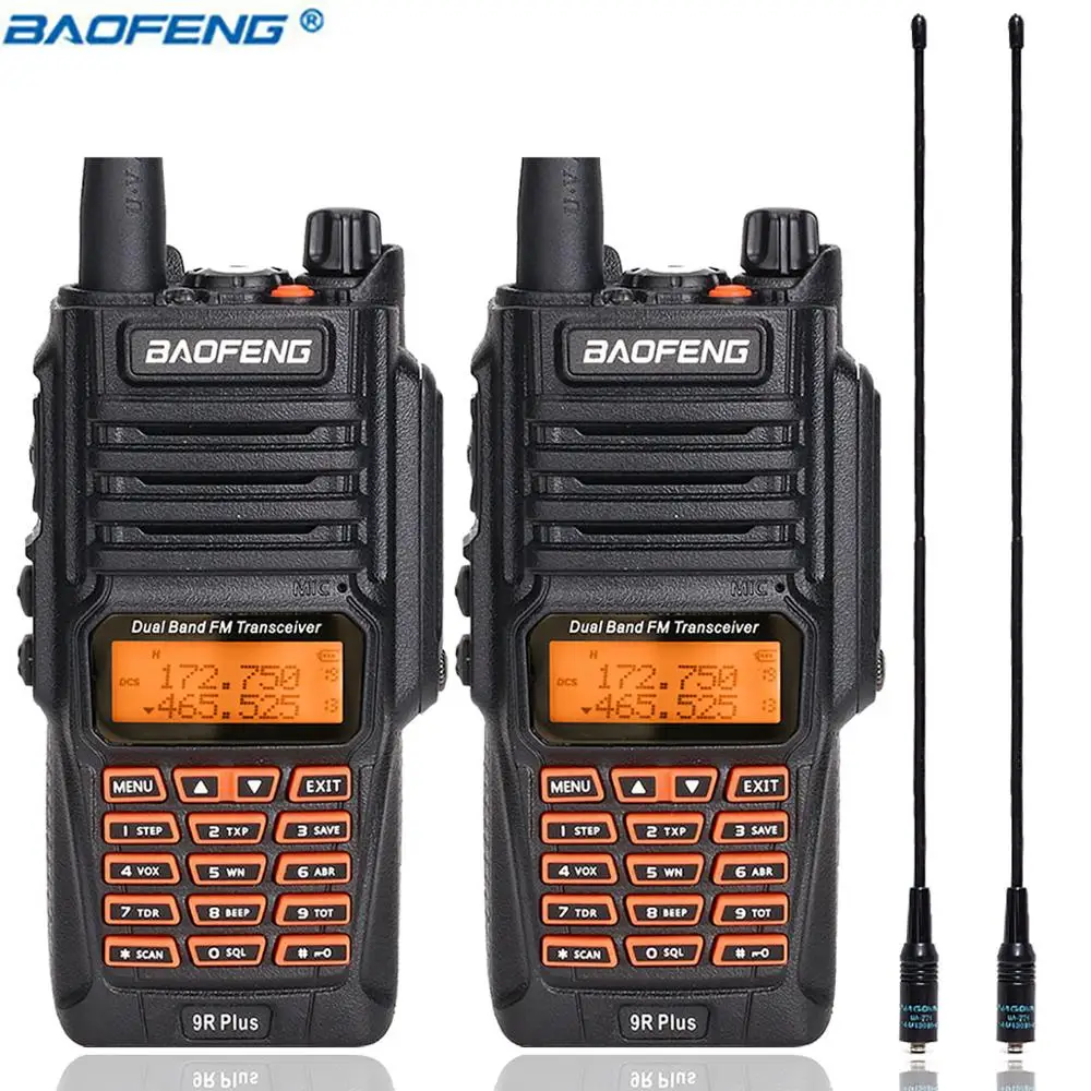 2 шт. Baofeng UV-9R плюс 10 Вт высокой мощности Мощность иди и болтай Walkie Talkie UHF VHF