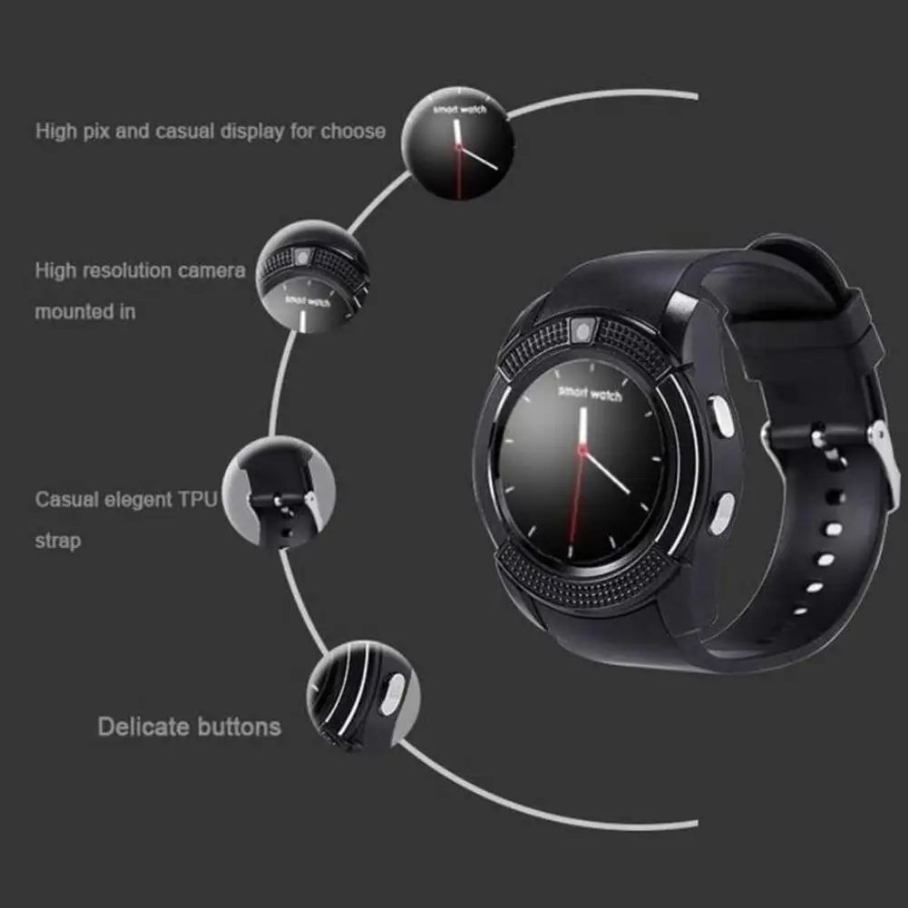 Bluetooth Движение SmartWatch Smartwatch сенсорный экран наручные часы с камерой/слотом для sim