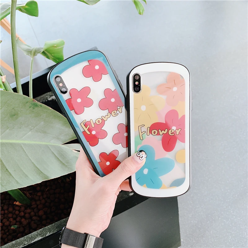 WTSZKL милый узор цветок твердое стекло чехол для iPhone 6S 6 анти-осенний 7 8 Plus XR XS Max |
