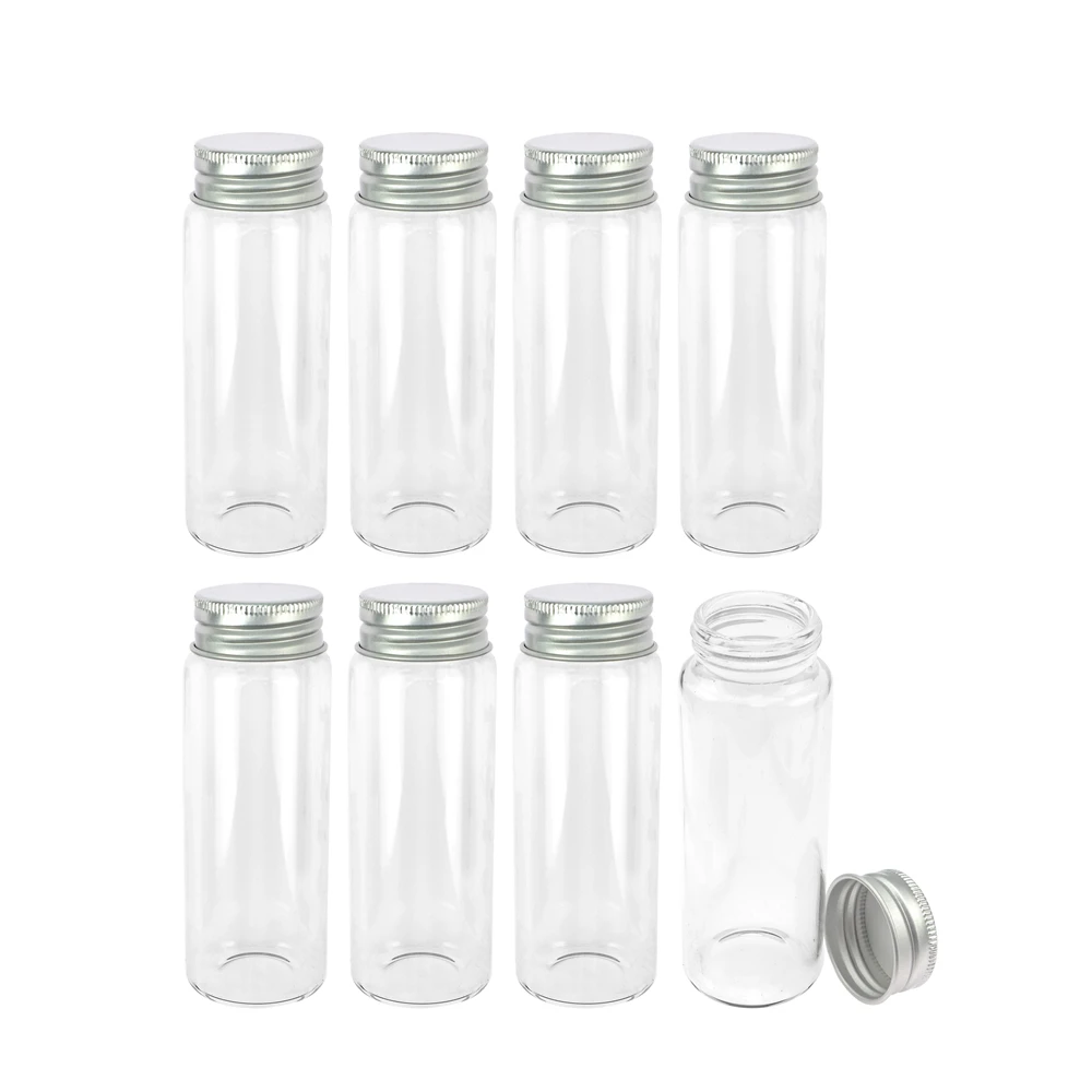 

37x100mm Glass Bottle Aluminium Cap 80ml Small Empty Container Hyaline Jars 24pcs Refillable Ornament Gifts Artwork Vials