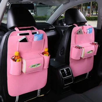 

Car Seat Back Bag Stowing Tidying Seat Organizer Multi-function Hanging Bag Thick High Quality Pink Car Storage Box