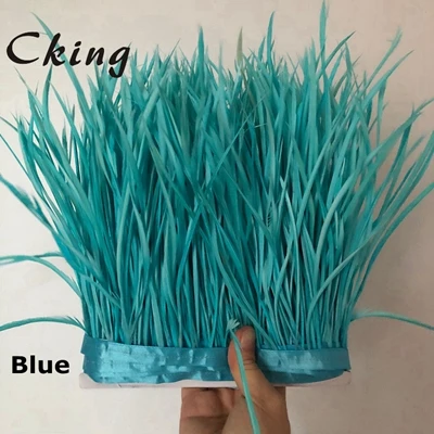 blue Cking 10 ярдов Красный цвет натуральное гусиное перо планки 15-20 см 6-8 дюймов ширина перо для рукоделия кружевные ремни - Цвет: blue