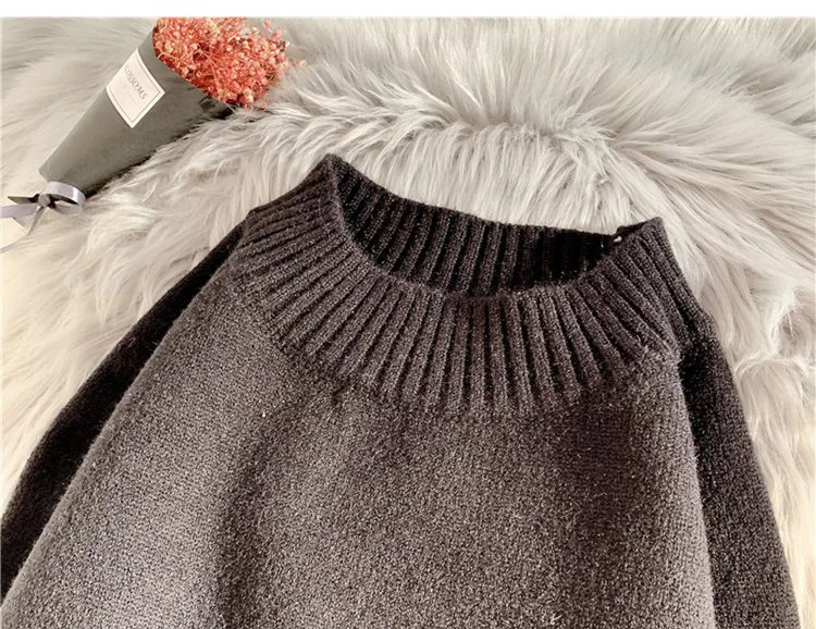 Новый свитер для женщин осень и зима 2019 Мода поддельные две части сетки сшивание утолщаются свободные трикотажные платья-свитера