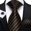 DiBanGu Designer Mens Wedding Tie Gold Black Striped Silk Neck Ties For Men Hanky Cufflinks Set Business Party Gravatas ► Photo 2/6