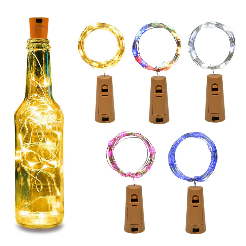 2M 20 LED Wine Bottle Cork Lights Copper Wire String Lights for Birthday Wedding Festival Party Decoration Night Light Lamp