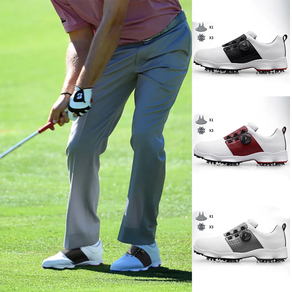 

HOT Golf Shoes Men Waterproof Breathable Non-Slip Shoes Sport Shoe Laces Sports Spiked Shoe HV99