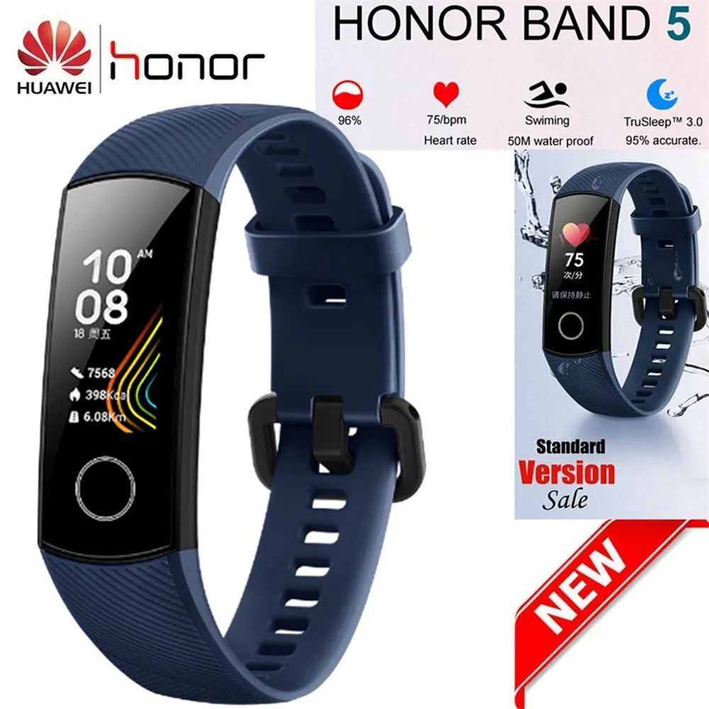 Горячий 2019NEW huawei Honor Band 5 умный Браслет Amoled цвет 0,95 сенсорный экран AI