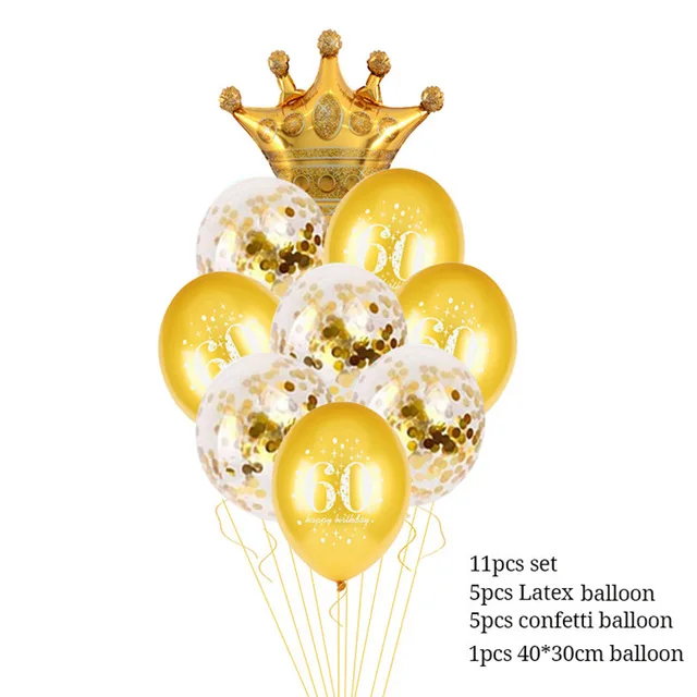 Золотой шар с цифрами, Gonflable Anniversaire 30 40 50 60 70 80 с днем рождения, конфетти, гелиевые воздушные шары для свадьбы вечеринки, украшения - Цвет: 60 setG