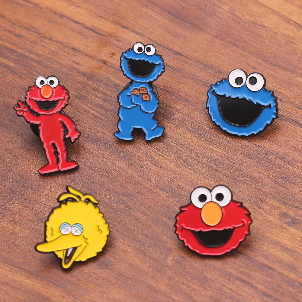 Улица Сезам, значок Elmo, печенья, монстр, металл, аниме Мультяшные броши, лацкан, булавка, эмаль, брошь, аксессуары для косплея, подарки
