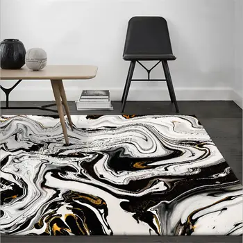 

Area Rug for Living Room Nordic Abstract Black and White Sea Ink Pattern Carpet Christmas Rug Nordic Decoration Home Baby