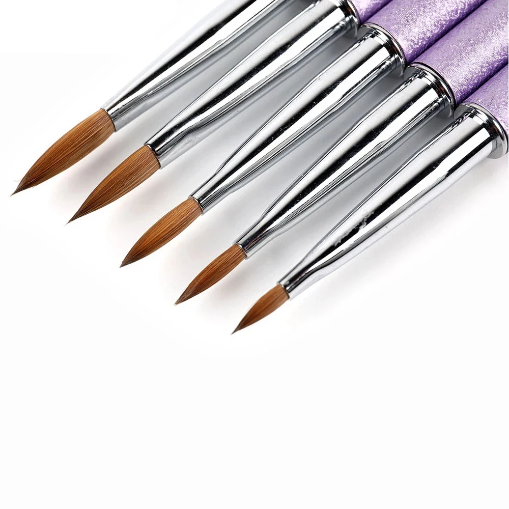 Escova da Arte do Prego Lidar com Manicure Bqan Tamanho 4 6 8 Prego Acrílico 100% Kolinsky Sable Cabelo Roxo Pérolas Arte Ferramentas 10 Pçs 2 3 prego 100% kolinsky sable cabelo roxo pérolas