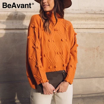 

BeAvant Tricot batwing sleeve knitted sweater winter Twist white casual autumn jumpers 2018 O neck women sweater female pullover
