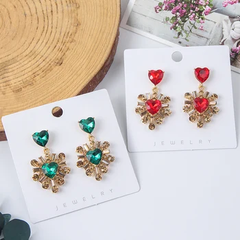 

2019 New Korean Version Simple Love Heart Crystal Pendant Earrings Fashion Elegant for Women Earrings Jewelry Christmas Gift