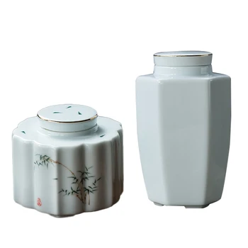 

Japanese Tea Box Ceramic Porcelain Tea Caddy Tieguanyin Storage Boxes Seal Caddies Container Jar Kung Fu Tea Set Accessories