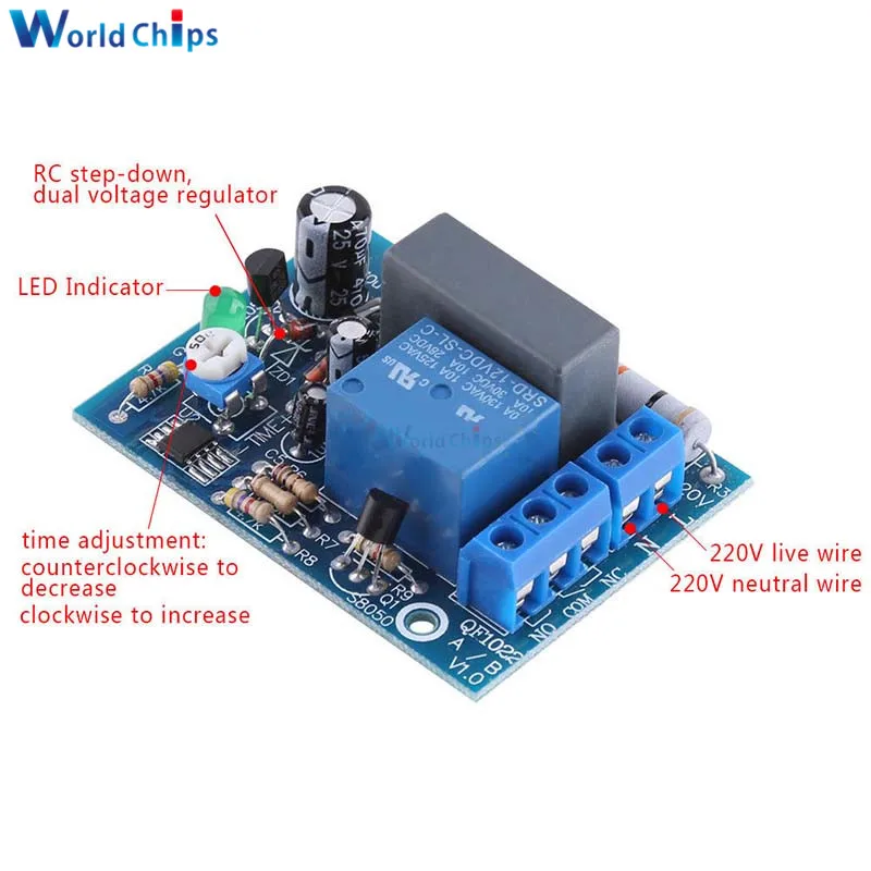 Relés da C.a. Módulo de Interruptor do Relé do Atraso do Temporizador do Tempo Mínimo para Ligar Segundos Min hr 100 – Desligar Algo 220 v 0-10 10