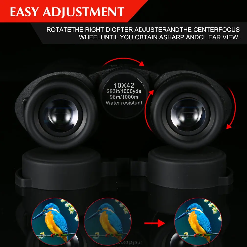 Water Resistant Binoculars 10x42 Telescope HD Folding Binoculars For Outdoor Birdwatching Travel Stargazing Concerts