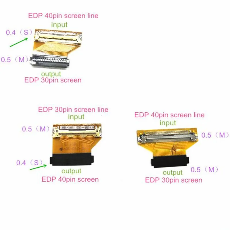 laptop laneso～1/ 2 lanes LED screen HQ S40 30 edp 0.4mm 0.5mm 30pin to 40pin converter cable adapter connector |