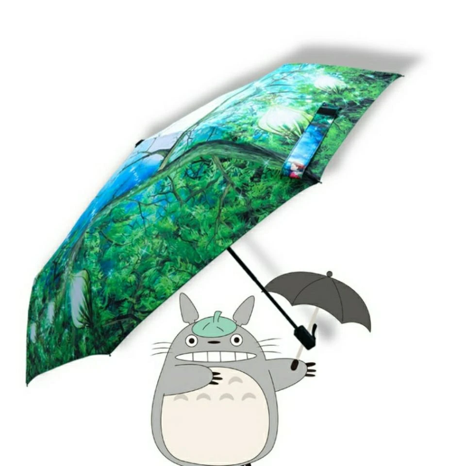 DIMI paraguas plegable My newwor Totoro, bonito paraguas diario, Ghibli Totoro, para el y la lluvia, Anime|Paraguas| - AliExpress