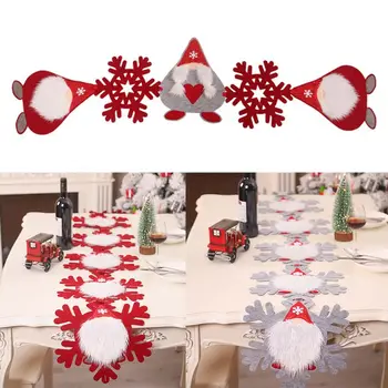 

Christmas Snowflake Swedish Gnome Table Runner Tablecloth Placemat Decorations