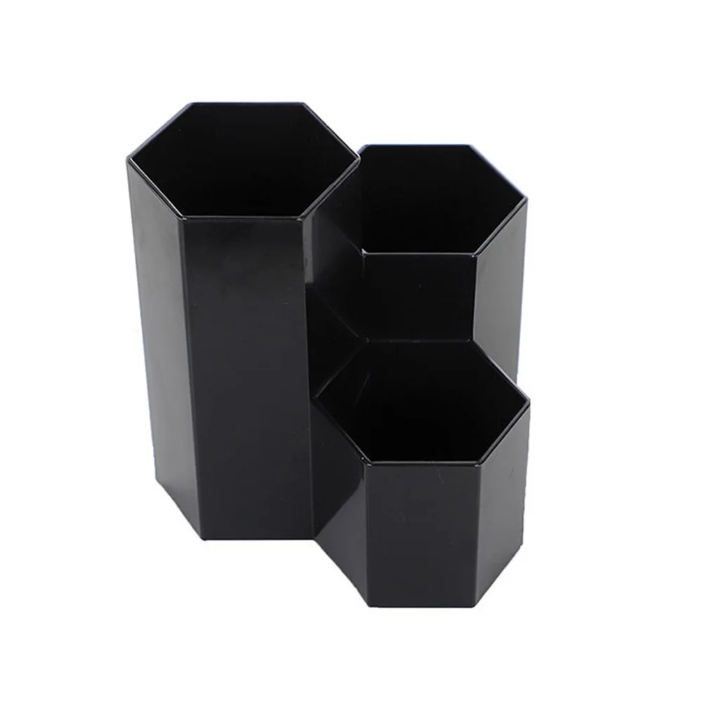 black Umitive 1 шт. корейский креативный шестигранный 3 отделения держатель ручки многофункциональный настольный хранения студенческие канцелярские принадлежности - Цвет: black