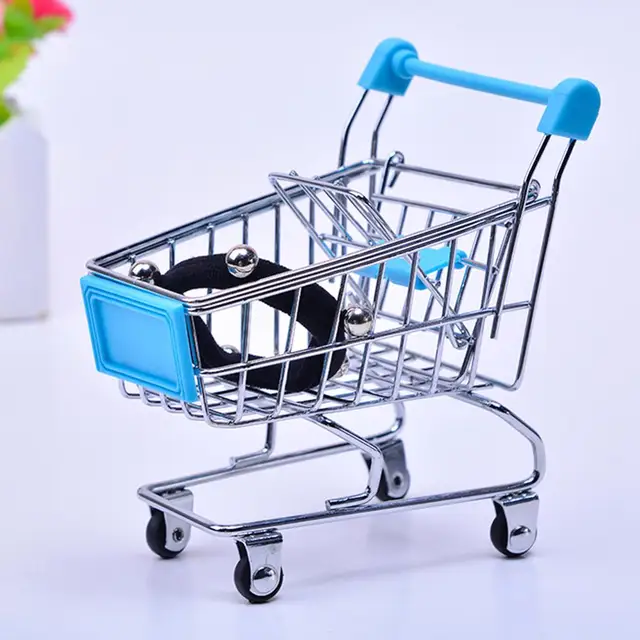 Baby Toy Supermarket Hand Trolley Mini Shopping Cart Desktop Decoration Storage Toy Gift Dollhouse Furniture Accessories 6