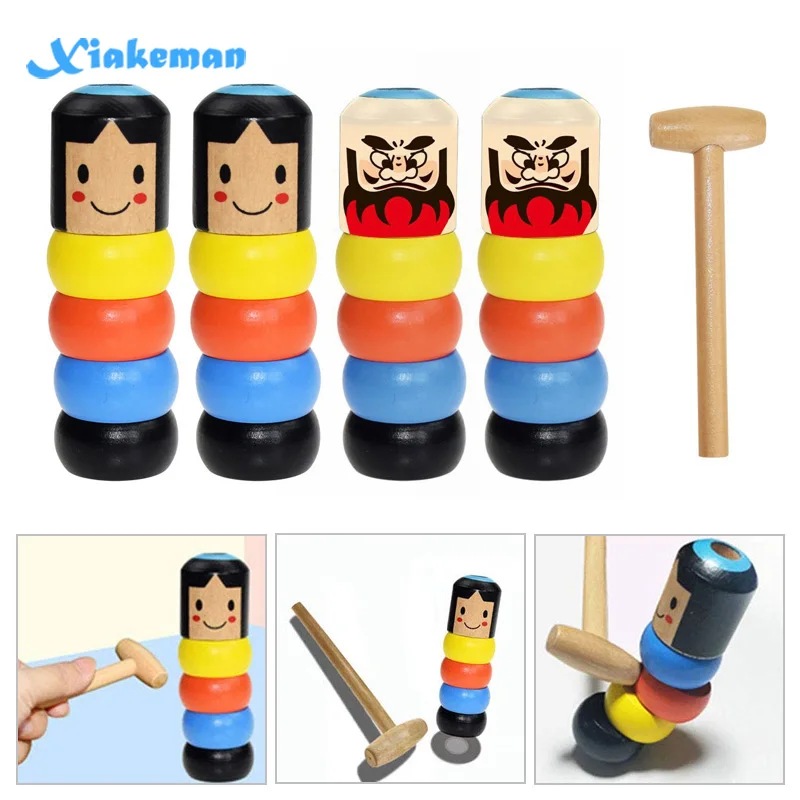 Unbreakable Wooden Man Magic Toy For Kids Funny Stubborn Toy Trick Props Gift US 