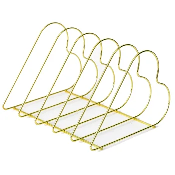 

File Organizer,Bookshelf Metal Rack, Book Rack, Magazine Newspaper Book Holder, 9 Slots Book Display for Office Home School (Gol