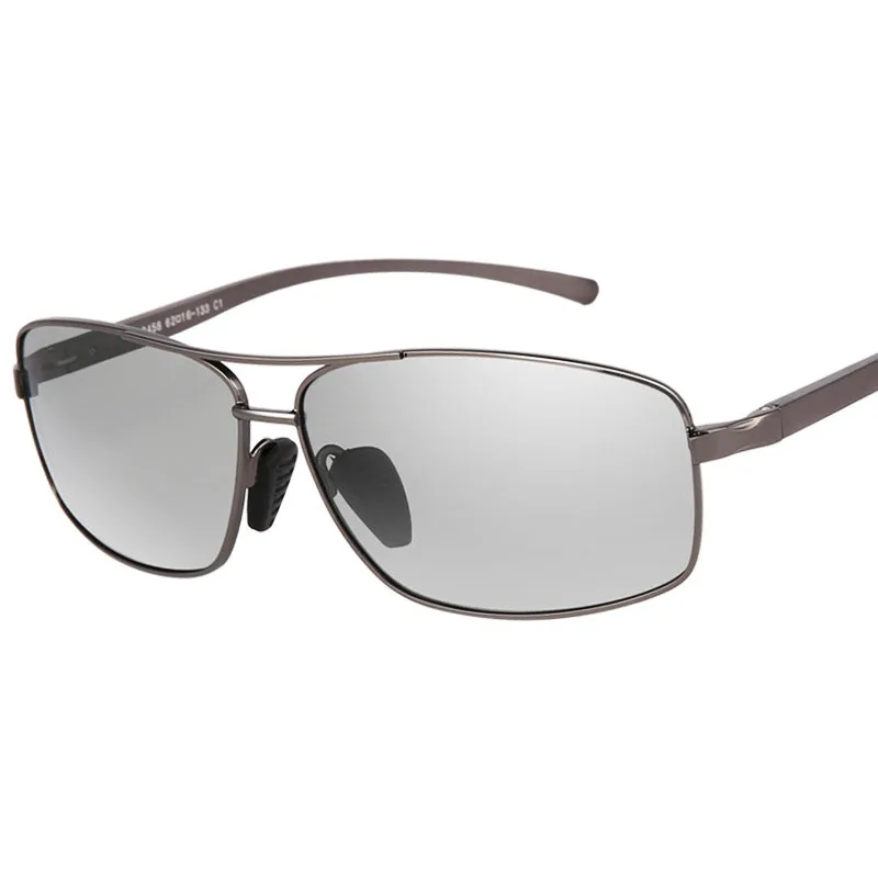 Zerosun Photochromic Polarized Men Rectangle Sun Glasses for Man Driving Chameleon Anti Reflection UV400 Polaroid transition - Цвет линз: grey frame